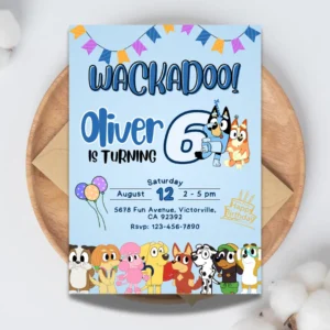 wackadoo bluey birthday invitation with friends editable and printable template-1