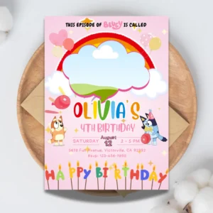 rainbow photo insert bluey birthday invitation customizable and printable-1