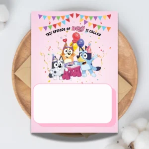 pink bluey blank birthday invitation with muffin printable and handwritten template-1