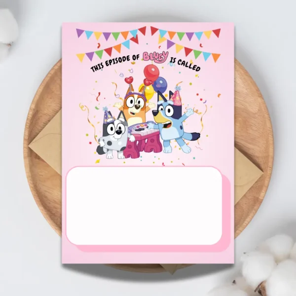 pink bluey blank birthday invitation with muffin printable and handwritten template-1