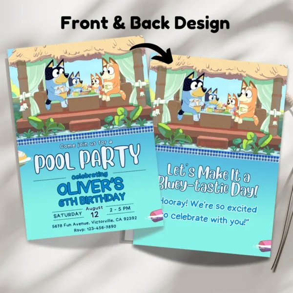 tropical bluey pool party invitation editable and printable template-3