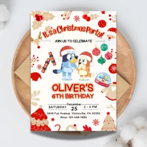 its a christmas party! bluey birthday invitation printable and customizable-1