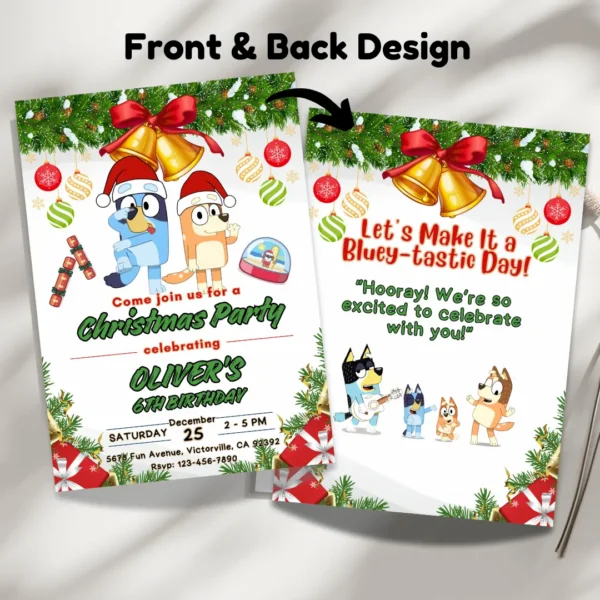 christmas-themed bluey birthday invitation editable and printable-3