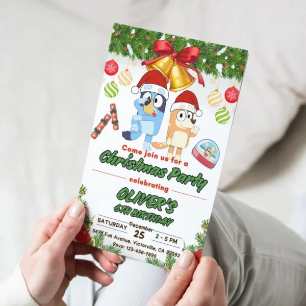 christmas-themed bluey birthday invitation editable and printable-4