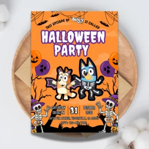 spooky orange halloween party invitation editable and printable-1