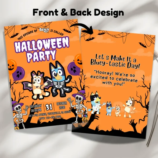 spooky orange halloween party invitation editable and printable-3