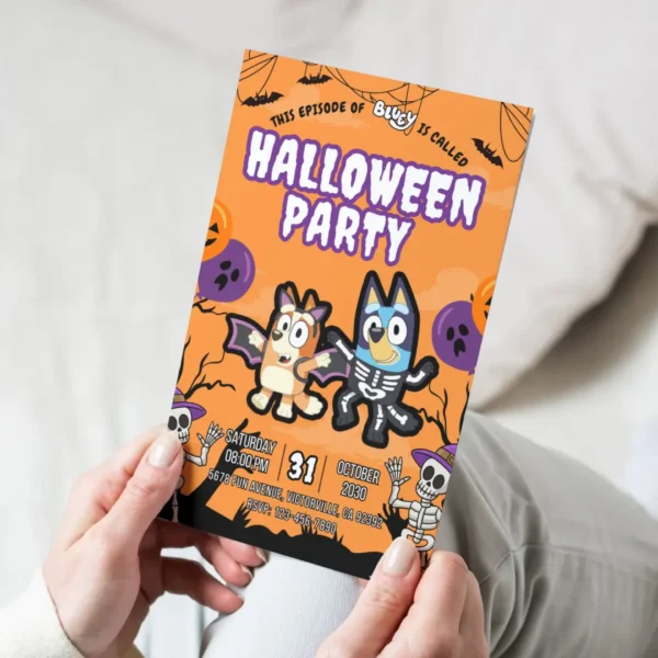 spooky orange halloween party invitation editable and printable-4