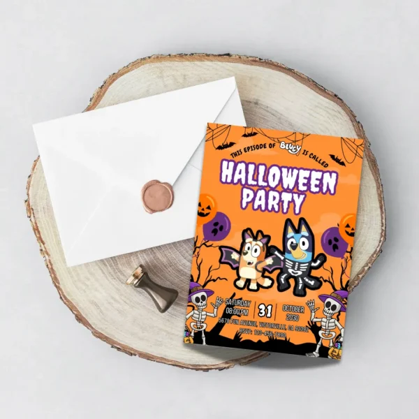 spooky orange halloween party invitation editable and printable-5