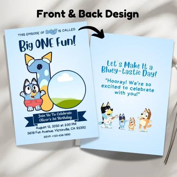 big one fun 1st birthday invitation bluey theme editable and printable template-3