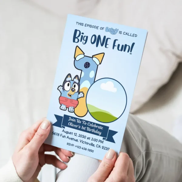 big one fun 1st birthday invitation bluey theme editable and printable template-4