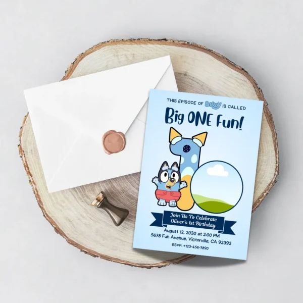 big one fun 1st birthday invitation bluey theme editable and printable template-5