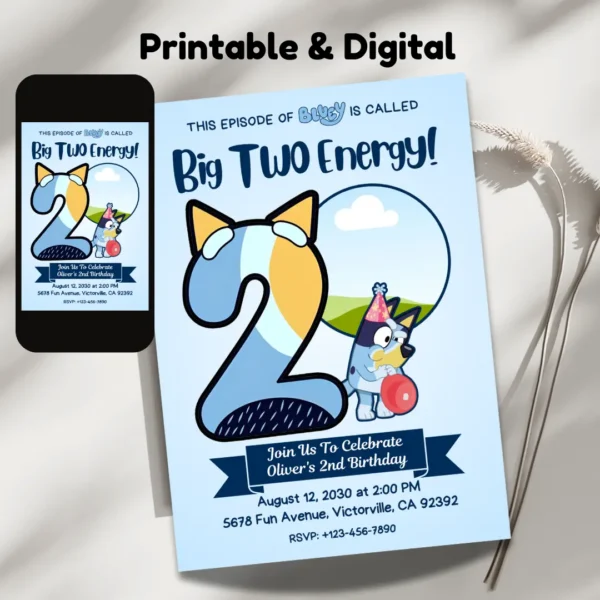 big two energy 2nd birthday bluey invitation editable and printable template-2