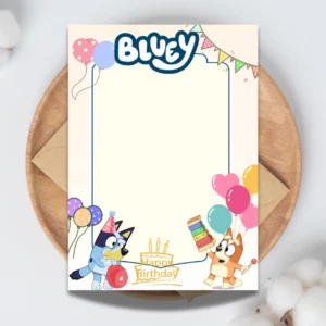 Bluey Birthday Party Blank Biege Invitation Template-1