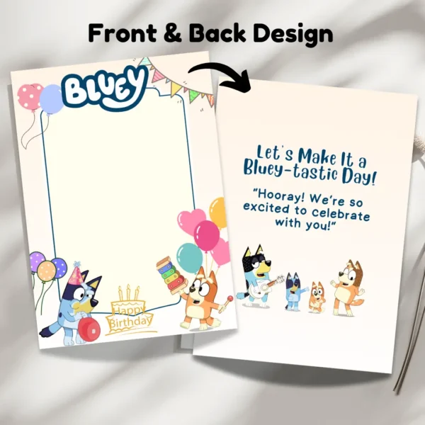 Bluey Birthday Party Blank Biege Invitation Template-3