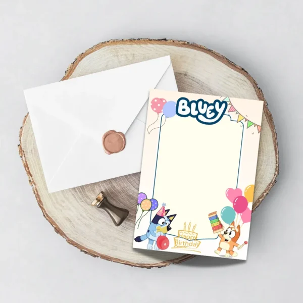 Bluey Birthday Party Blank Biege Invitation Template-5