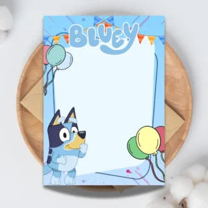 Bluey DIY Blank Birthday Blue Invitation Printable-1