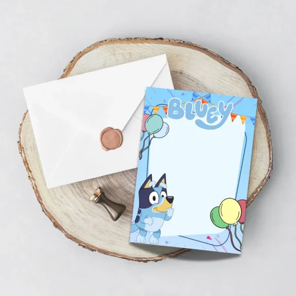 Bluey DIY Blank Birthday Blue Invitation Printable-5