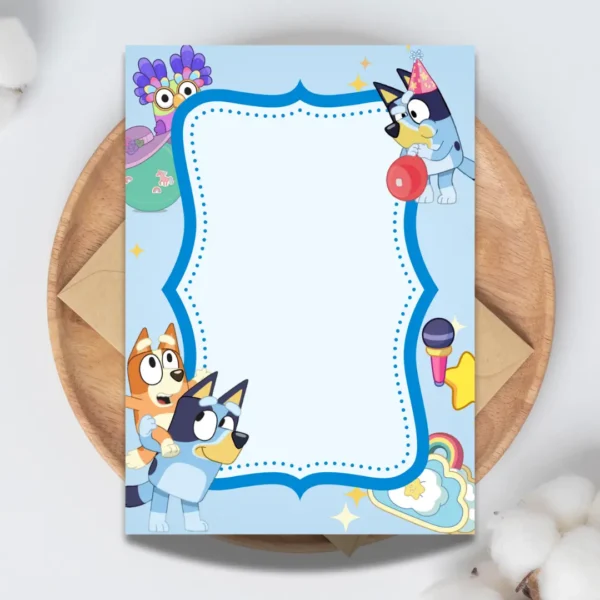 Bluey Fun Blank Birthday Blue Invitation Printable-1