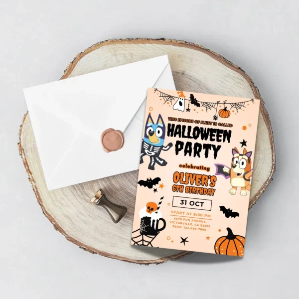 Halloween Party Bluey Birthday Invitation Template-5