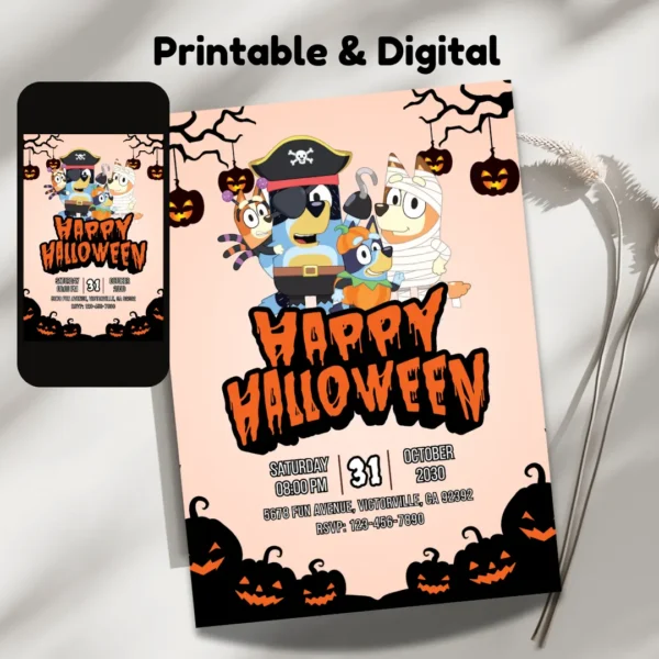 Spooky Bluey Halloween Party Invitation Template-2