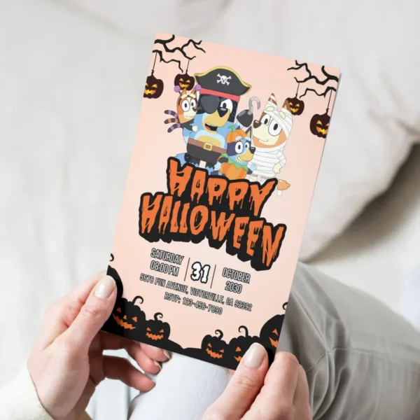 Spooky Bluey Halloween Party Invitation Template-4