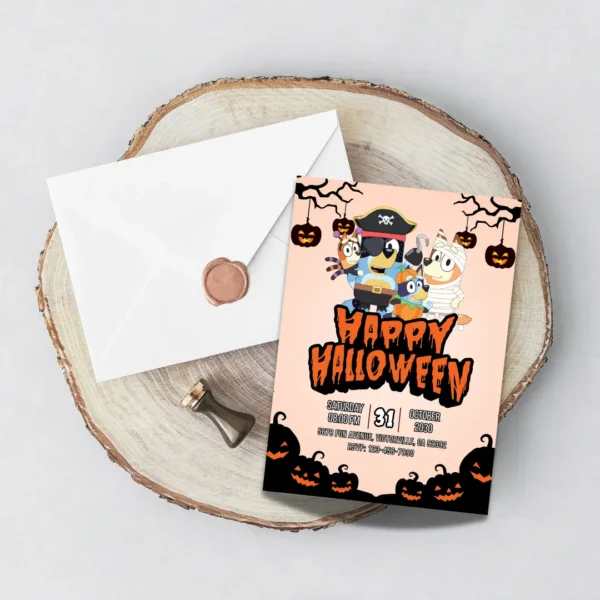 Spooky Bluey Halloween Party Invitation Template-5